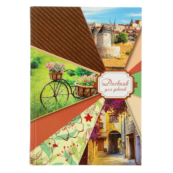 Дневник для девочки А5 "Прованс", твёрдая обложка, блестки, 160 страниц