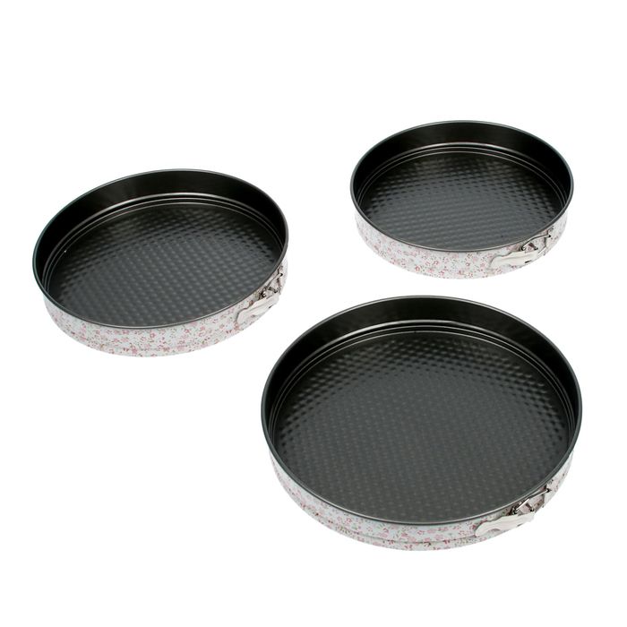Набор форм для выпечки разъемных с а/п покрытием "Пастораль. Круг" 3 шт 24,5/26,5/28,5 см, высота 4,5 см