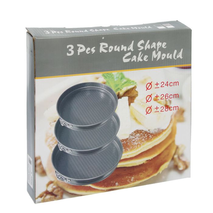 Набор форм для выпечки разъемных с а/п покрытием "Пастораль. Круг" 3 шт 24,5/26,5/28,5 см, высота 4,5 см
