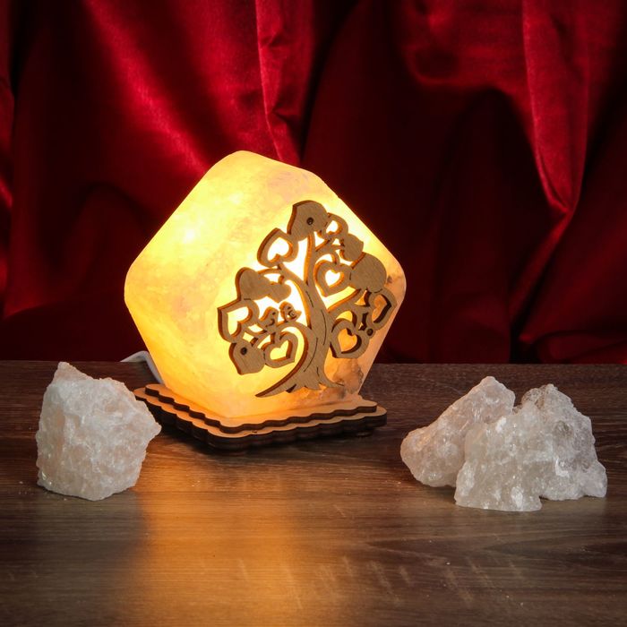 Соляной светильник "Дерево" малый 9х13 см, деревянный декор