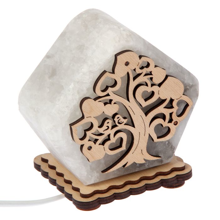 Соляной светильник "Дерево" малый 9х13 см, деревянный декор