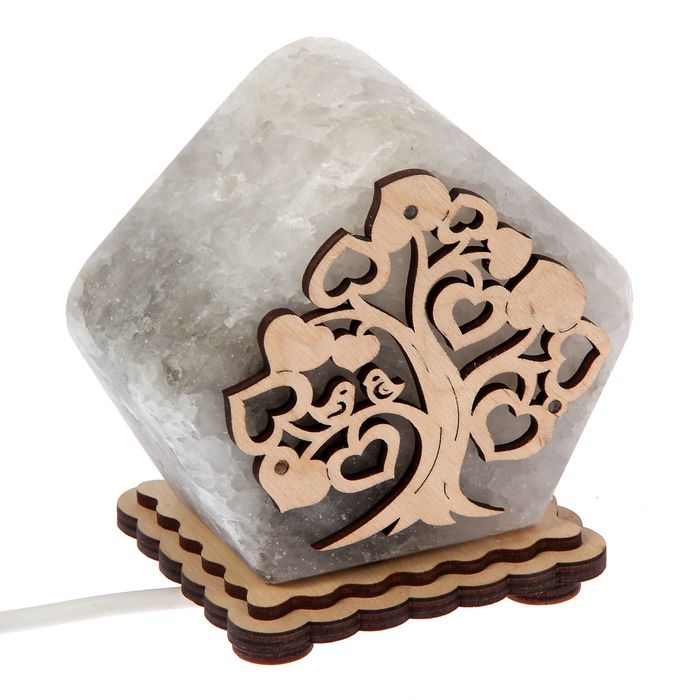 Соляной светильник "Дерево" малый 9х13 см, деревянный декор