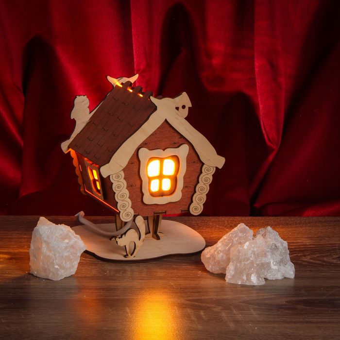 Соляной светильник "Домик", деревянный декор