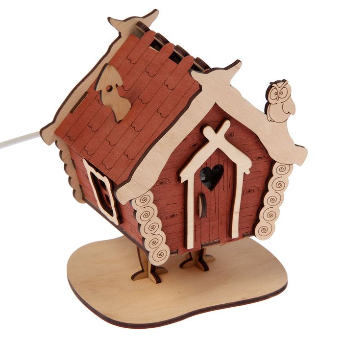 Соляной светильник "Домик", деревянный декор