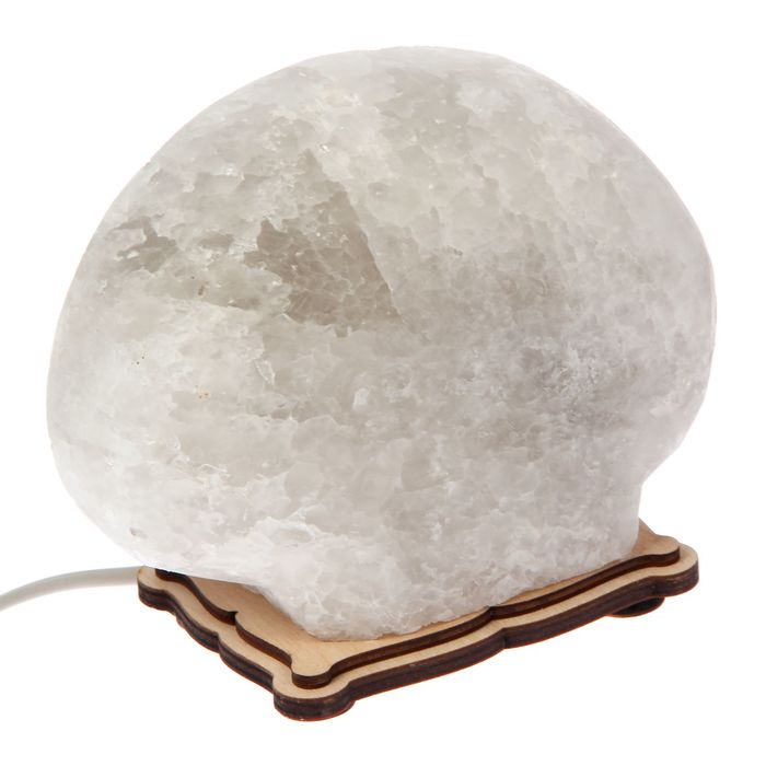 Соляной светильник "Ёж, малый 11х15х6 см, деревянный декор, цельный кристалл