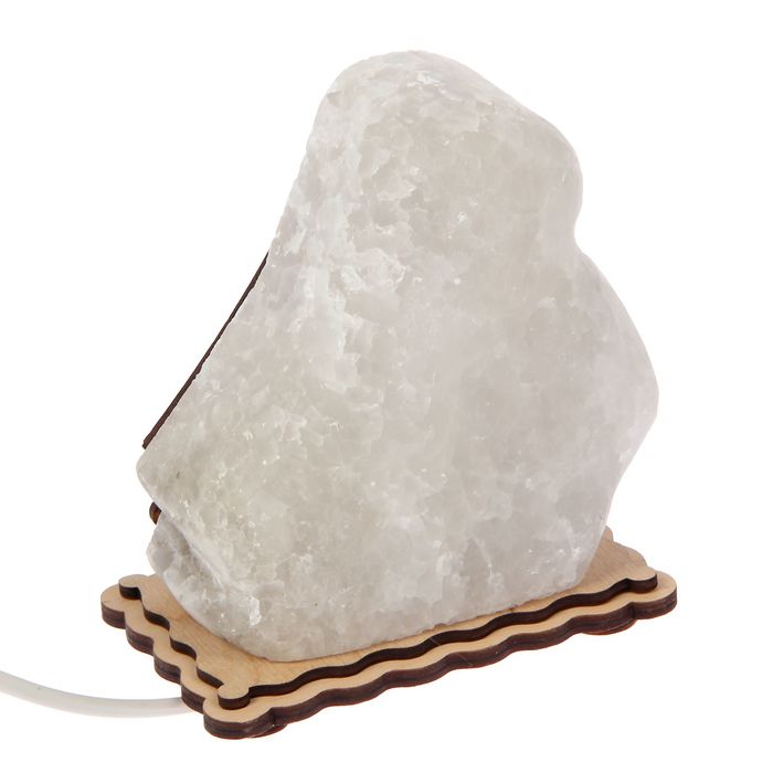 Соляной светильник "Кораблик" малый, 12х13х6 см, деревянный декор, цельный кристалл