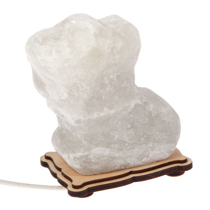 Соляной светильник "Кот" малый 12 х 12 х 6 см, деревянный декор