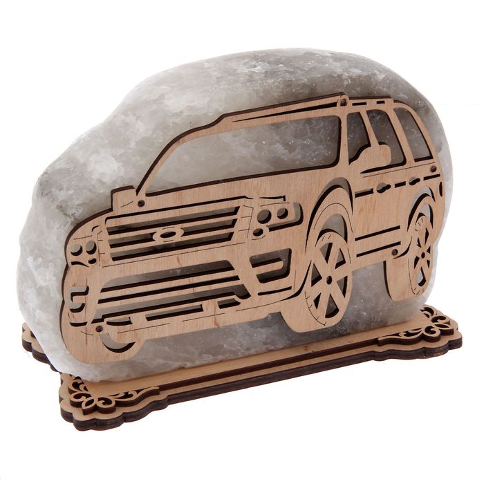 Соляной светильник "Машина" большой 20 х 13 х 6 см, деревянный декор, цельный кристалл