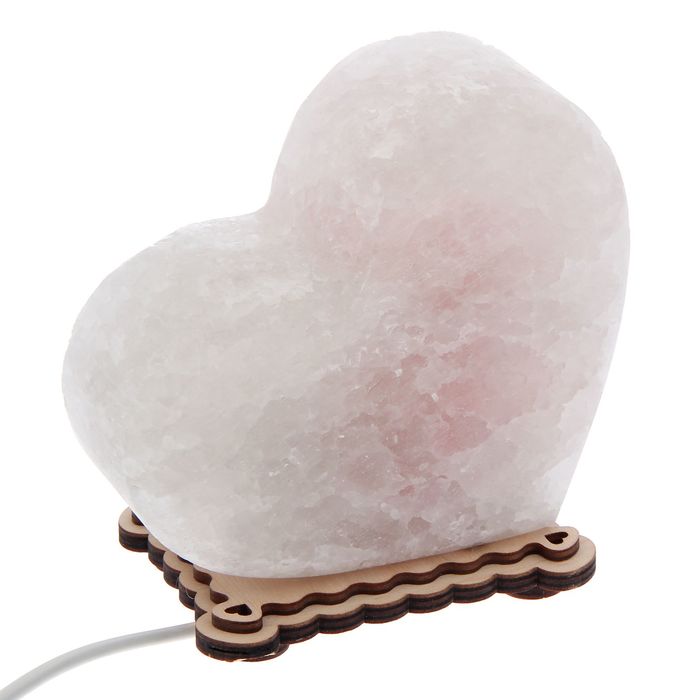 Соляной светильник "Сердце" малый 13 х 13 х 6 см, цветной, цельный кристалл