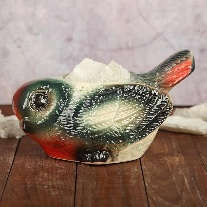 Соляной светильник "Синица" малый керамика, 7 х 10 х 15 см, микс