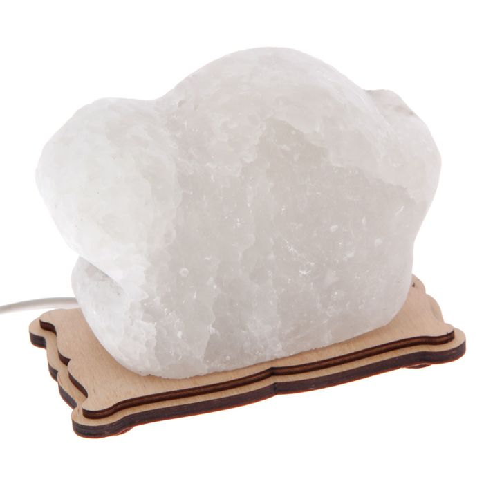 Соляной светильник "Черепаха" малый 13х9х6 см, деревянный декор, цельный кристалл