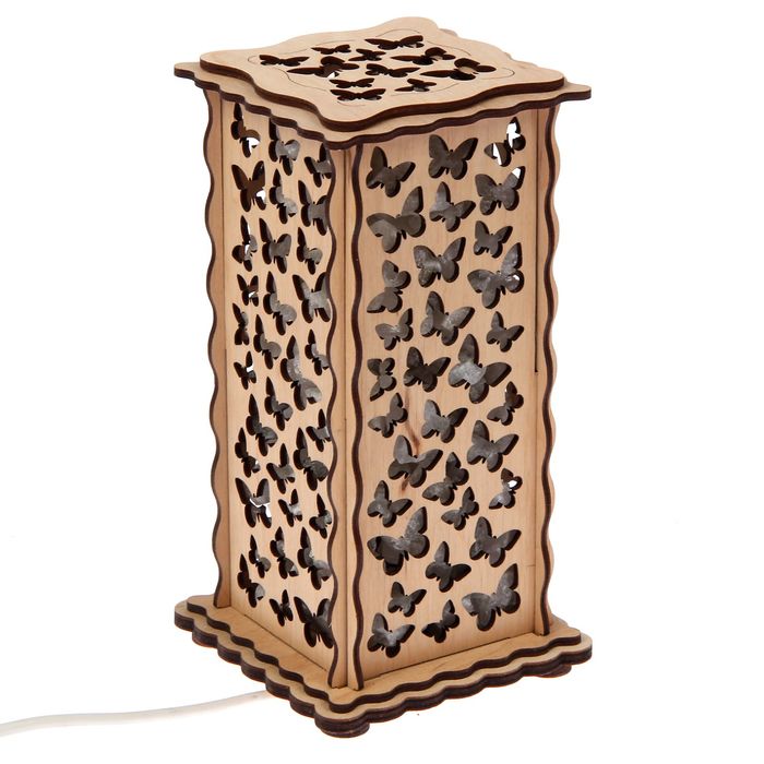 Соляной светильник "Бабочки" 20 х 12 см, деревянный декор