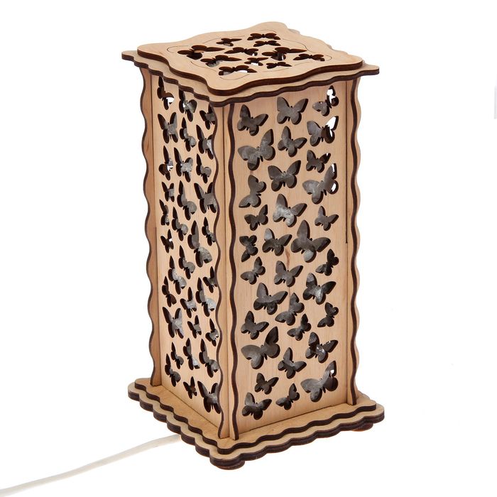 Соляной светильник "Бабочки" 20 х 12 см, деревянный декор