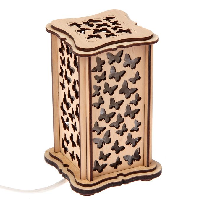 Соляной светильник "Бабочки" малый 15 x 10 см, деревянный декор
