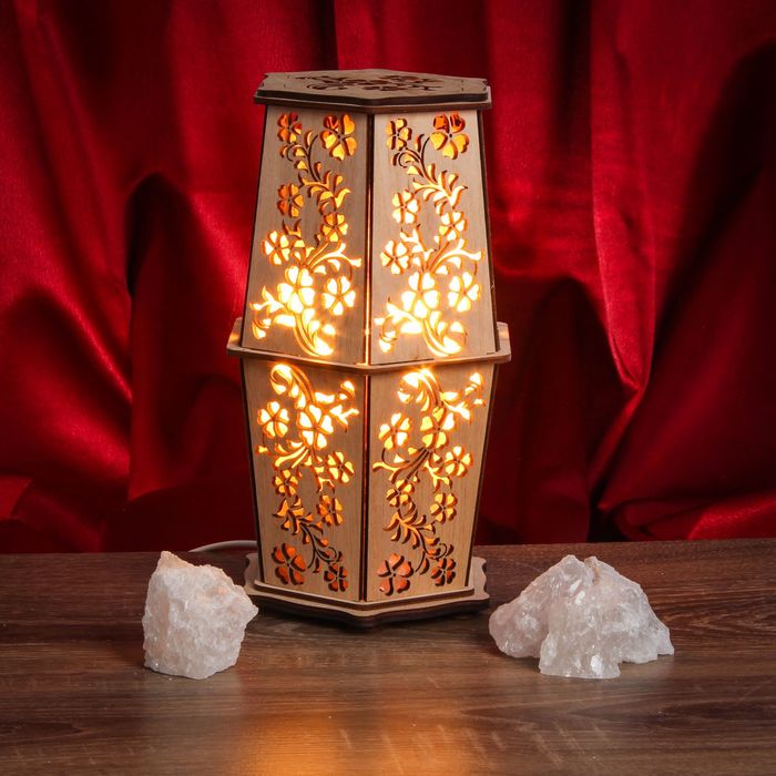 Соляной светильник "Васильки" 25 х 15 см, деревянный декор