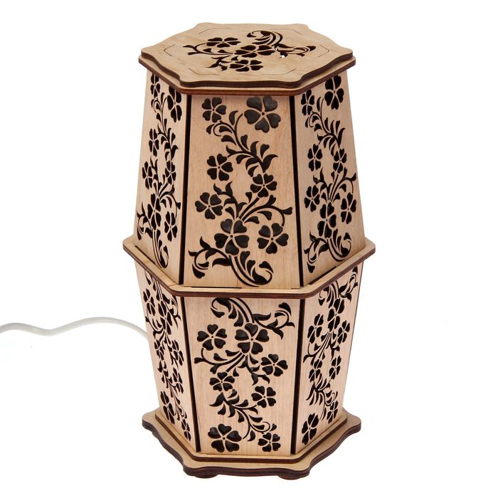 Соляной светильник "Васильки" 25 х 15 см, деревянный декор