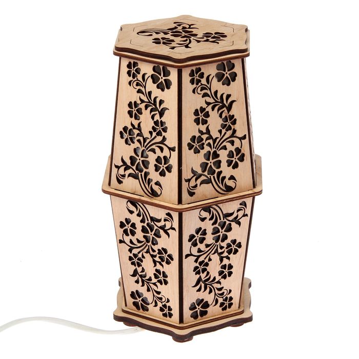 Соляной светильник "Васильки" 25 х 15 см, деревянный декор