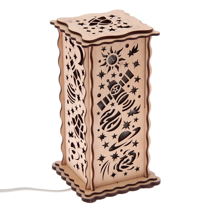 Соляной светильник "Космос" 20 х 12 см, деревянный декор