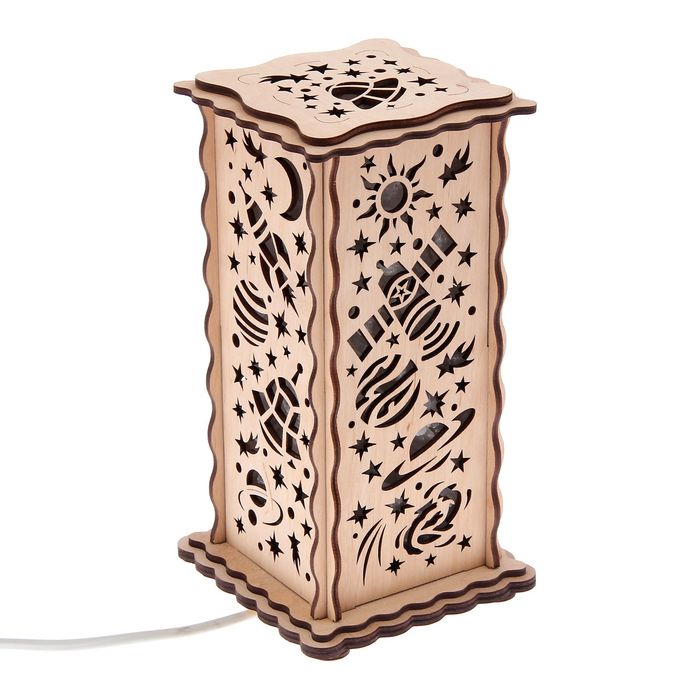 Соляной светильник "Космос" 20 х 12 см, деревянный декор