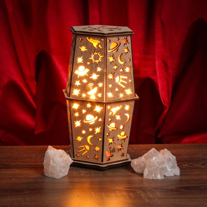 Соляной светильник "Космос" 25 х 15 см, деревянный декор