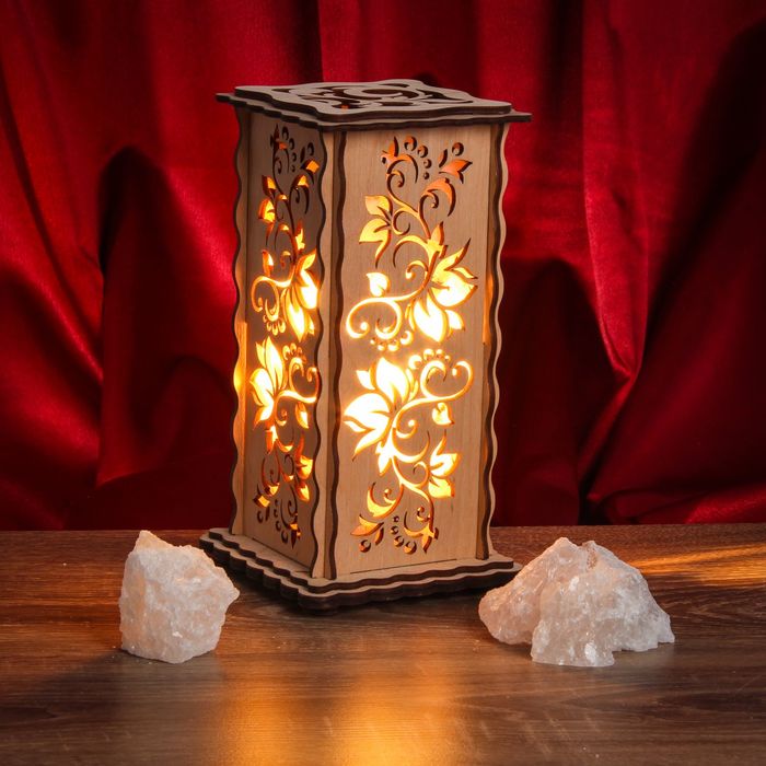 Соляной светильник "Лоза" 20 х 12 см, деревянный декор