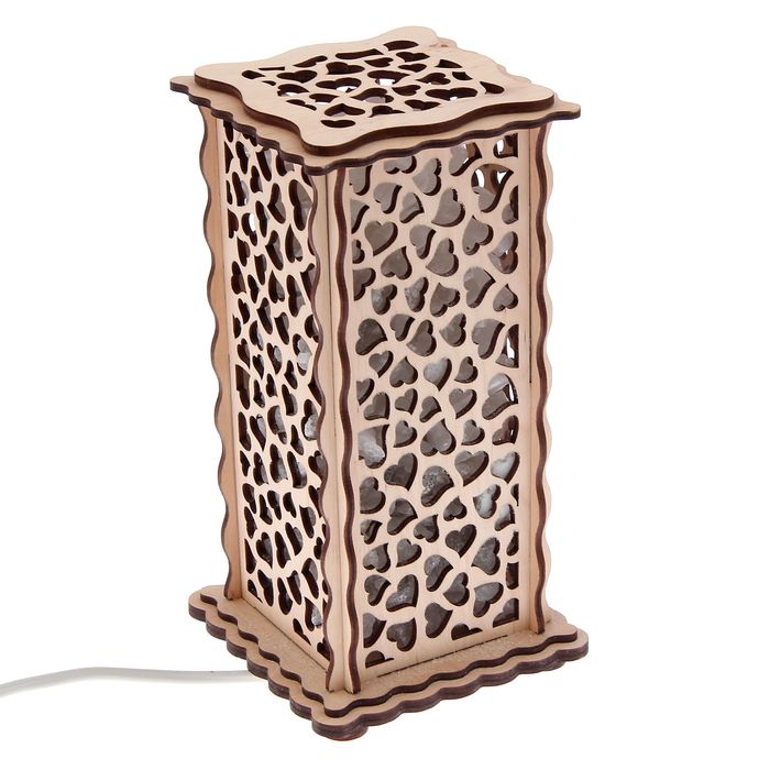 Соляной светильник "Сердечки" 20 х 12 см, деревянный декор