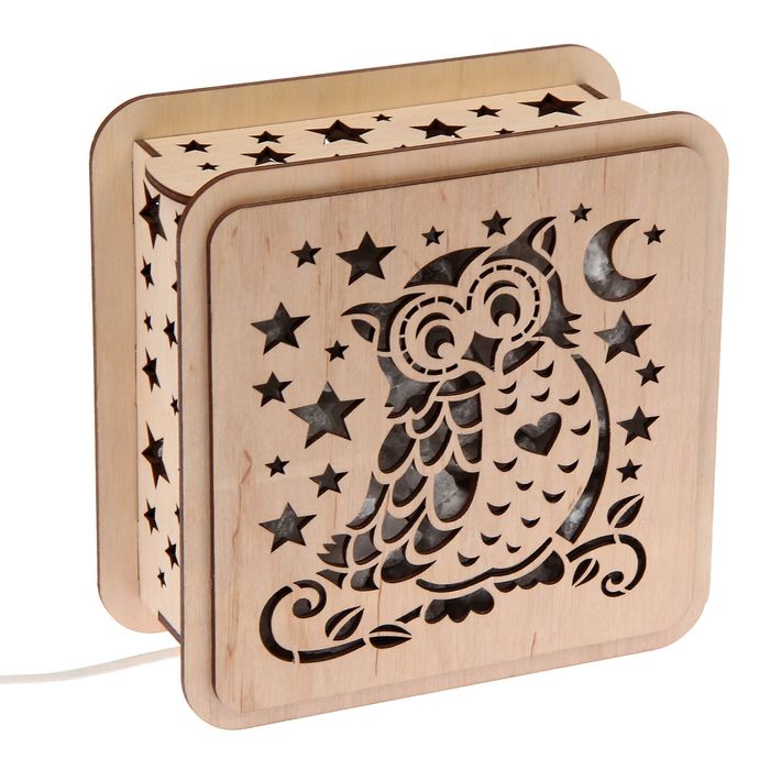 Соляной светильник "Сова", 18 х 18 см, деревянный декор