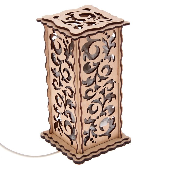 Соляной светильник "Узор", 20 х 12 см, деревянный декор