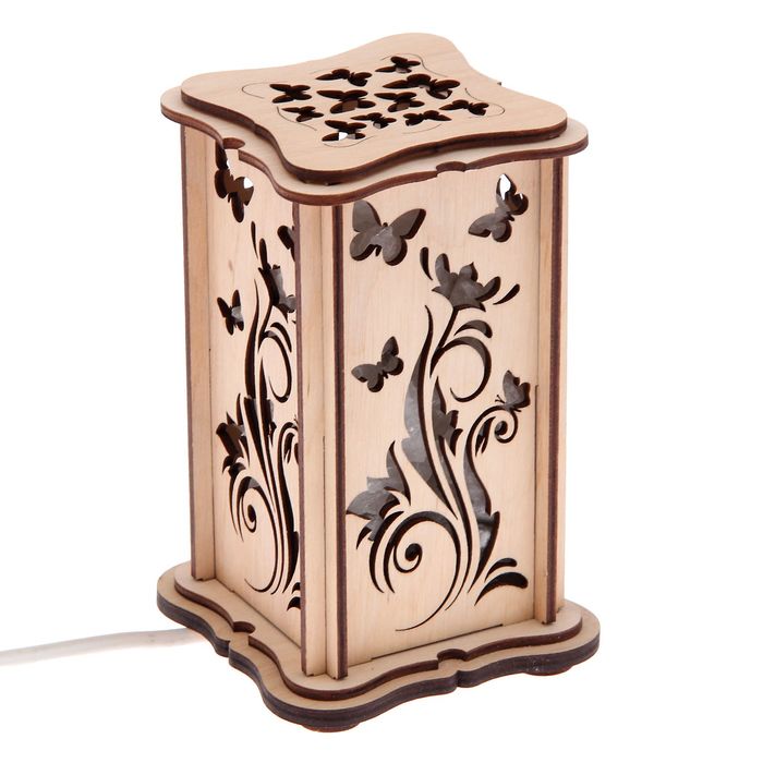 Соляной светильник "Бабочки" малый 15 x 10 см, деревянный декор