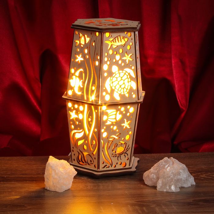 Соляной светильник "Черепаха" 25 х 15 см, деревянный декор