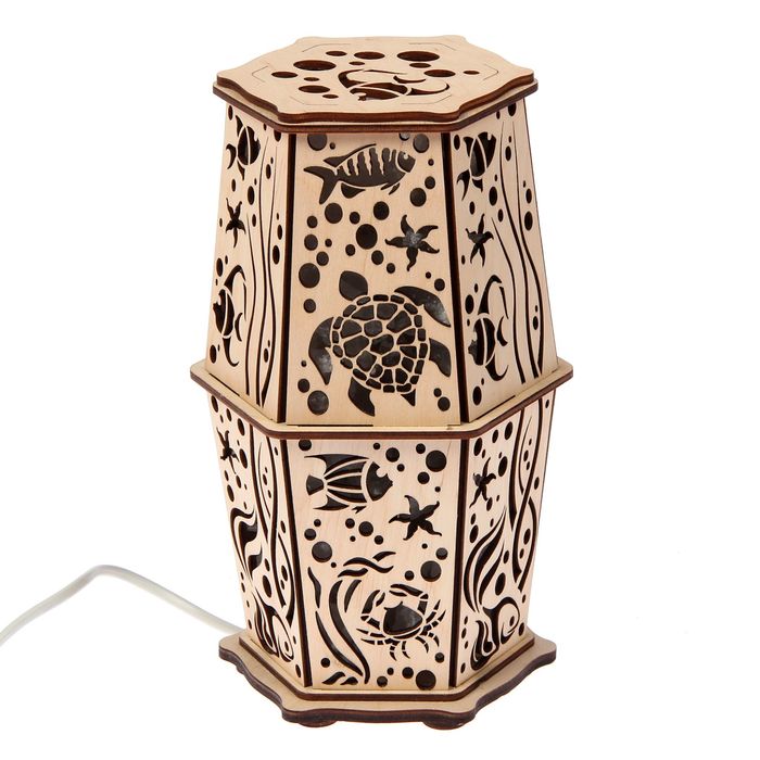 Соляной светильник "Черепаха" 25 х 15 см, деревянный декор