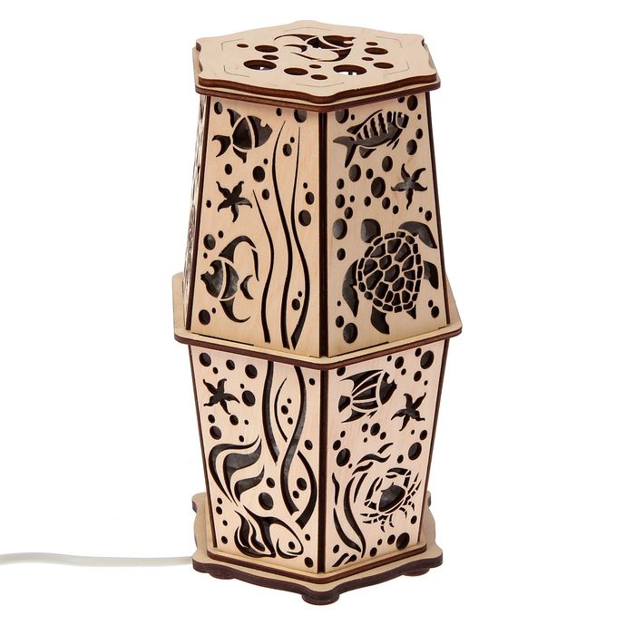 Соляной светильник "Черепаха" 25 х 15 см, деревянный декор