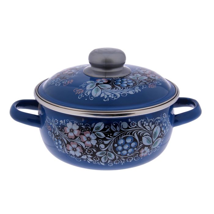 Кастрюля 1,5 л сферическая "Вологодский сувенир", цвет ярко-синий