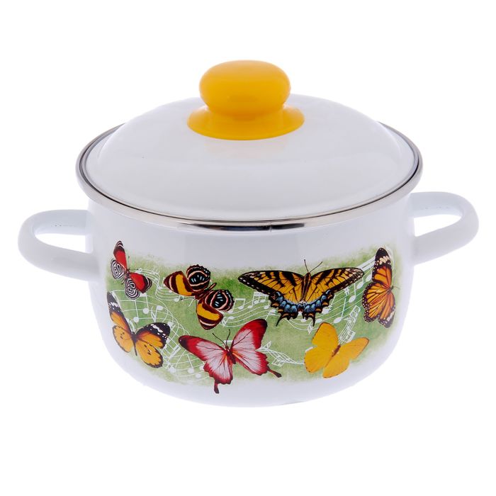 Кастрюля 2 л сферическая "Ягодная", цвет белый