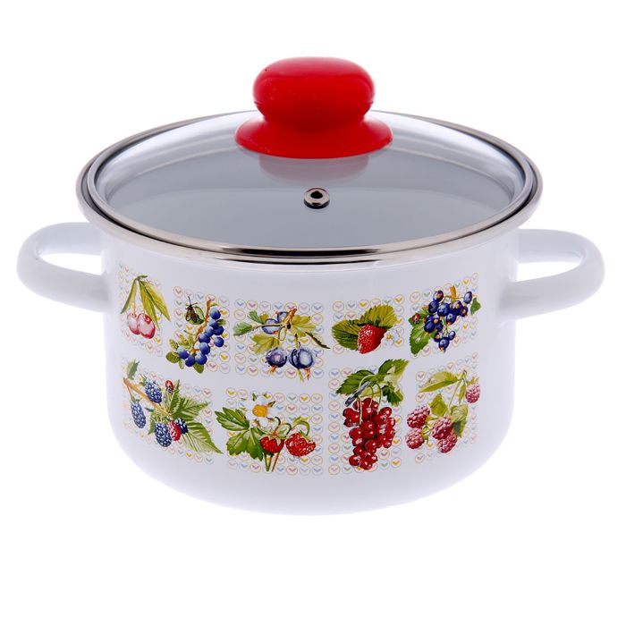 Кастрюля 2 л цилиндрическая "Вкус лета", цвет белый