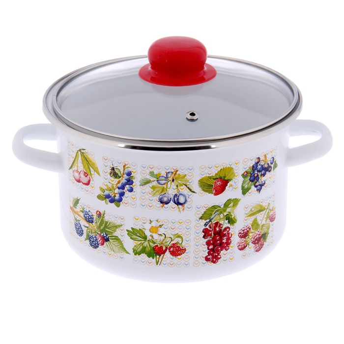 Кастрюля 3 л цилиндрическая "Вкус лета", цвет белый