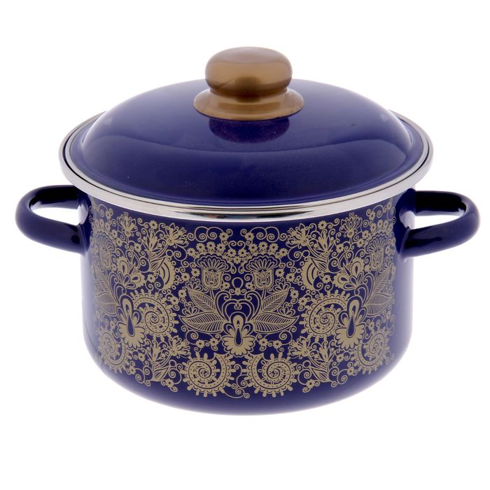 Кастрюля 3 л цилиндрическая "Узор", цвет синий