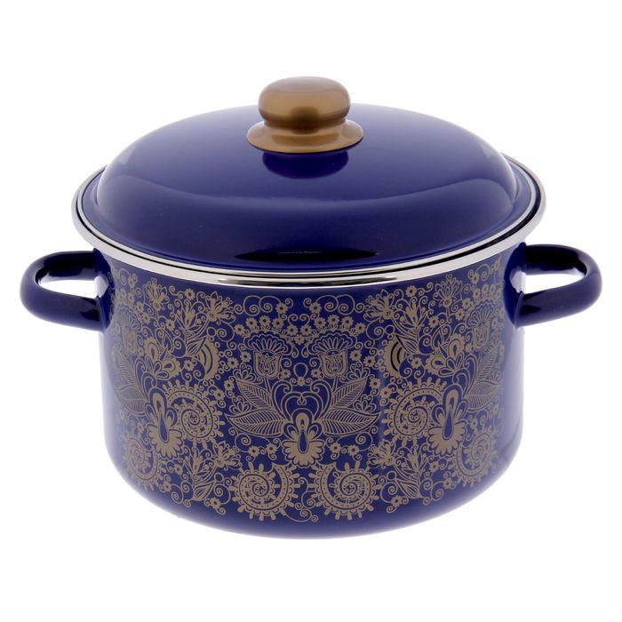 Кастрюля 5,5 л цилиндрическая "Узор", цвет синий
