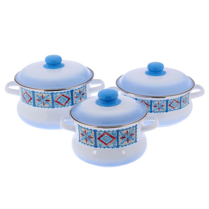 Набор кастрюль "Рондо", 3 предмета: 2 л, 3 л, 4 л, цвет белый