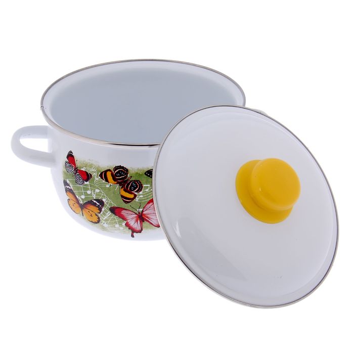 Набор кастрюль "Бабочки", 3 предмета: 2 л, 3 л, 5,5 л, цвет белый