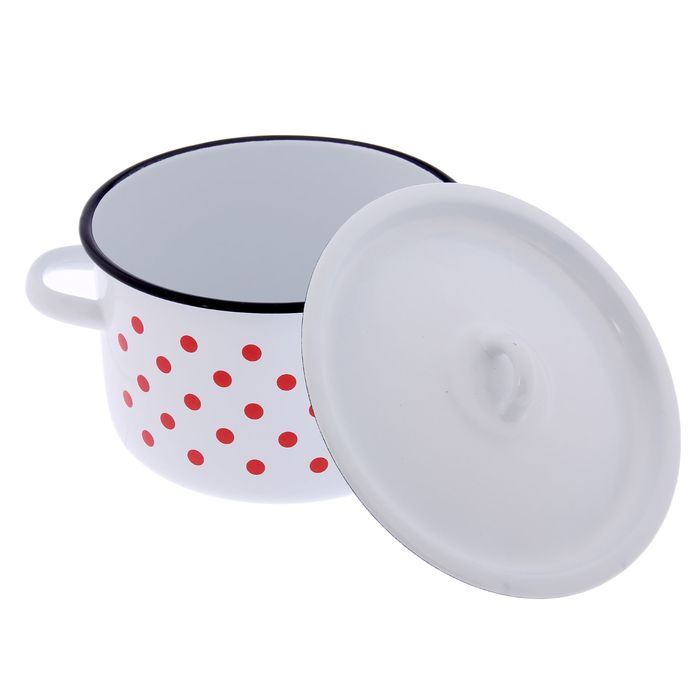 Набор кастрюль "Красный горох", 3 предмета: 1,5 л, 2,9 л, 4,5 л, цвет белый