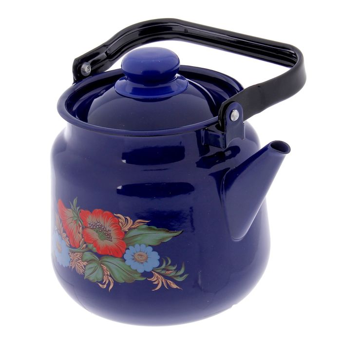 Набор посуды "Шиповник", 4 предмета: кастрюли 2 л; 3 л; 5,5 л, чайник 3,5 л, цвет синий