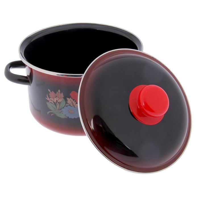 Набор посуды "Шиповник", 4 предмета: кастрюли 2 л; 3 л; 5,5 л, чайник 3,5 л