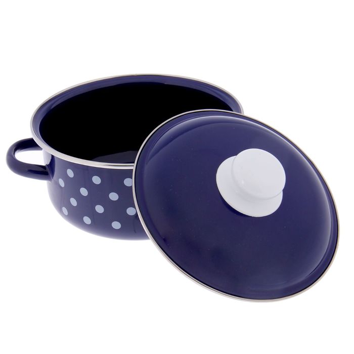 Набор кастрюль "Белый горох", 5 предметов: 1,5 л, 2 л, 3 л, 4 л, 5 л, цвет синий