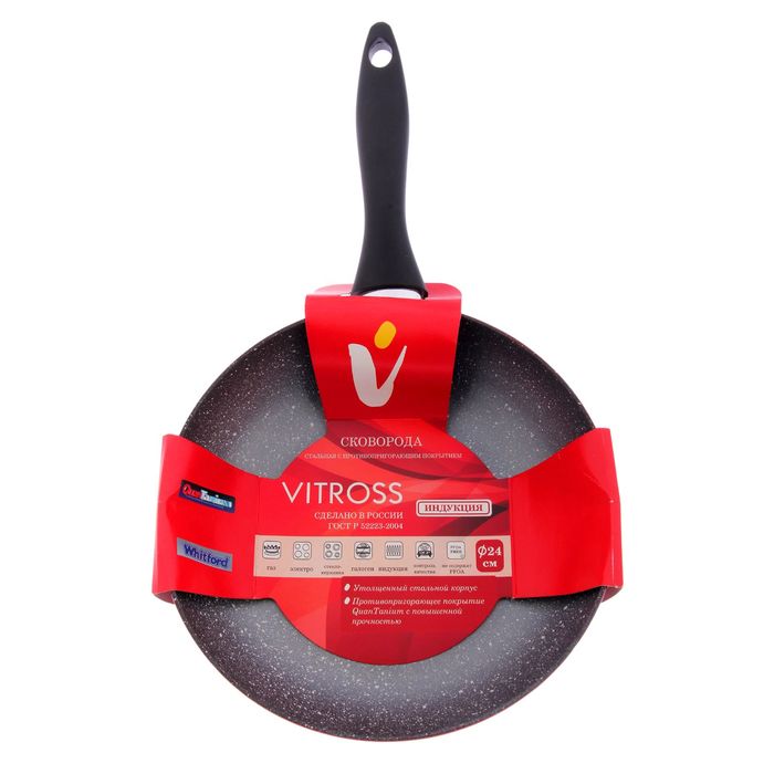 Сковорода 24 см, антипригарное покрытие, 2 л, цвет вишнёвый