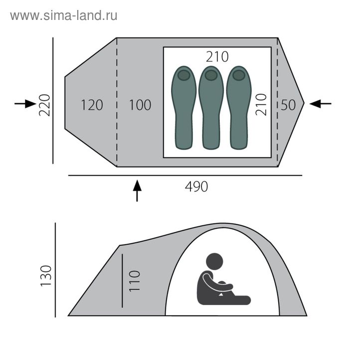 фото Палатка, серия trekking voyager, зелёная, 3-местная btrace