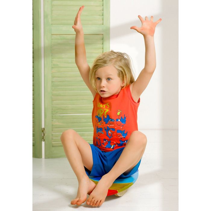 Комплект (футболка+шорты) для мальчика, рост 92 см, цвет коралловый