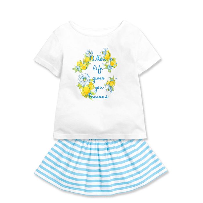 Комплект (футболка+юбка) для девочки, рост 86 см, цвет белый