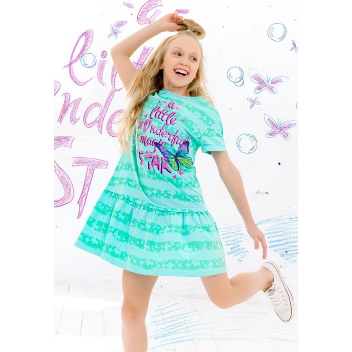 Платье для девочки, рост 122 см, цвет изумрудный