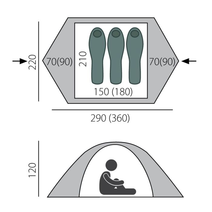 Палатка, серия "Экстрим" Guard 3, зеленая, трехместная